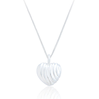 Myla Silver Ribbed Heart Necklace