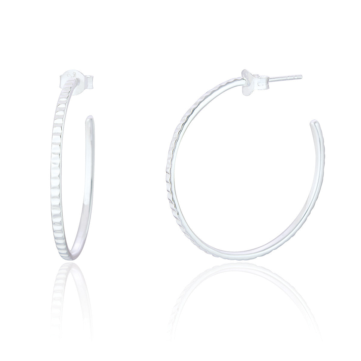 Silver textured deals hoop earrings