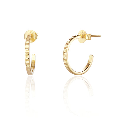 Nell Gold Textured Hoop Earrings