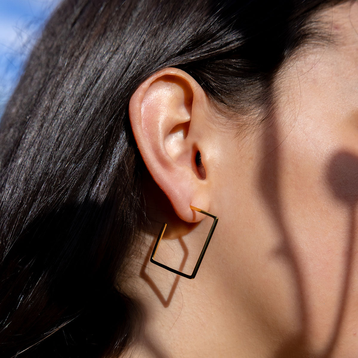 Niki Square Hoop Earrings in 18kt Gold Vermeil on Sterling Silver