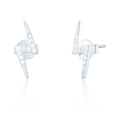 Rai Lightning Bolt Silver Crystal Stud Earrings