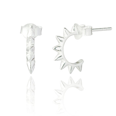 Robyn Spike Hoop Earrings - Silver