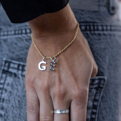 ABC Mixed Metal Initial Bracelet