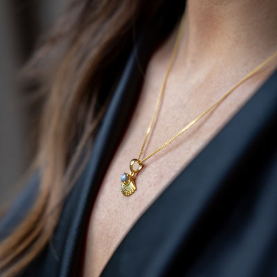 Astrid Labradorite Gold Fan Necklace 