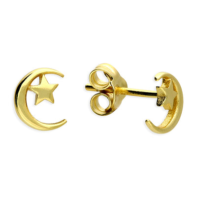Ayla Gold Moon + Star Studs