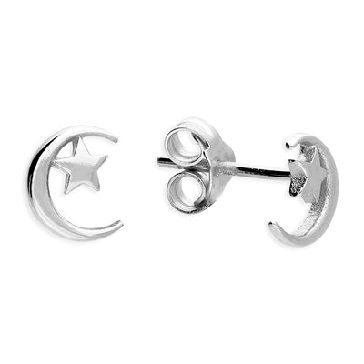 Ayla Silver Moon + Star Studs