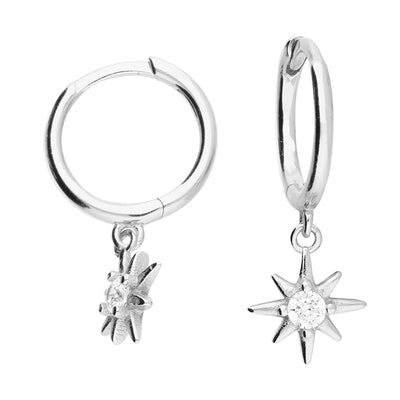 Cali Silver Crystal Star Huggies