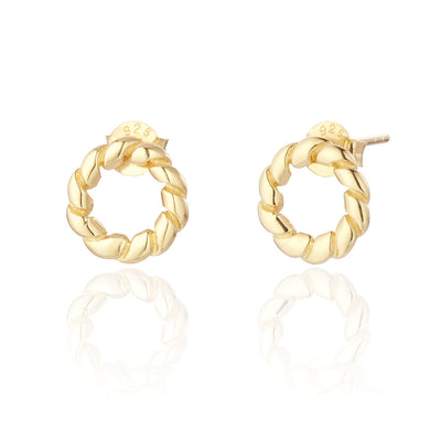 Camille Gold Rope Circle Stud Earrings