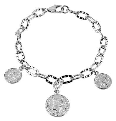 Chloe Silver Coin Charm Bracelet 