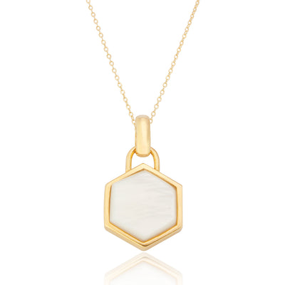 Deia Hexagon Gold Mother of Pearl Necklace