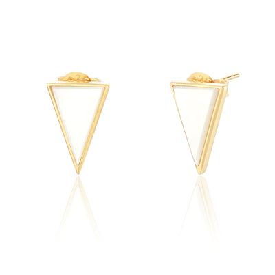 Deia Mother of Pearl Gold Triangle Stud Earrings 
