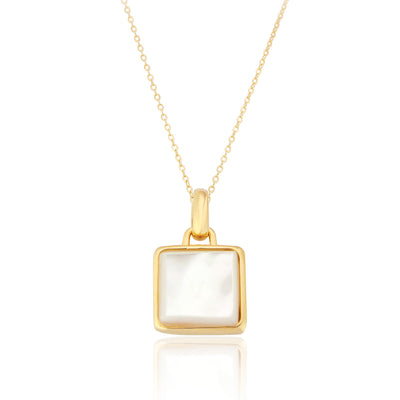 Deia Square Gold Mother of Pearl Necklace