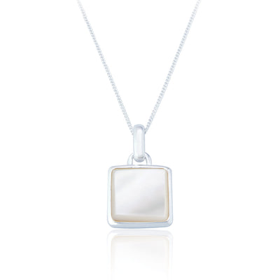 Deia Square Mother of Pearl Silver Necklace