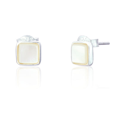 Deia Square Mother of Pearl Silver Stud Earrings