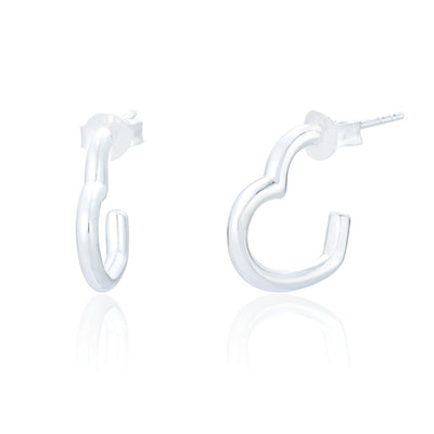 Elise Silver Heart Hoop Earrings