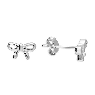 Ella Mini Silver Bow Stud Earrings