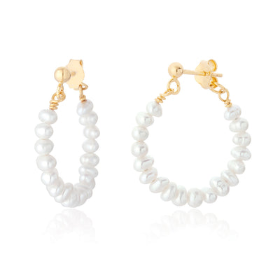 Elle Gold Pearl Hoop Earrings 