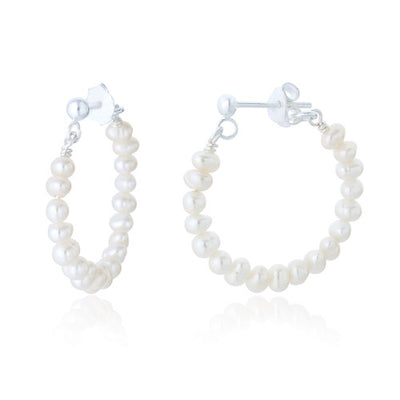 Elle Silver Pearl Hoop Earrings 