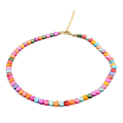 Emile Rainbow Mother of Pearl Heart Necklace