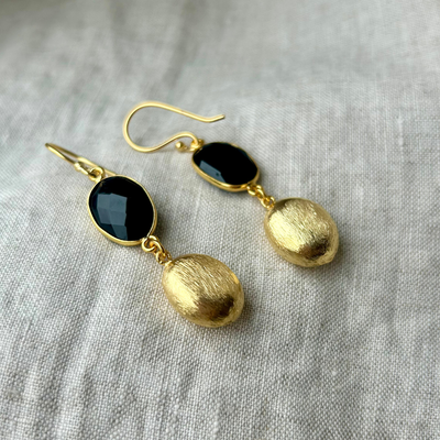 Gabriella Gold Black Onyx Drop Earrings