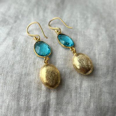Gabriella Gold Blue Quartz Drop Earrings