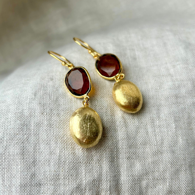 Gabriella Gold Honey Quartz Drop Earrings 