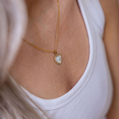 Georgie Heart Mother of Pearl Gold Necklace