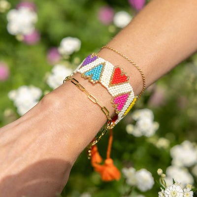 Heart-to-Heart Multicoloured Beaded Bracelet 