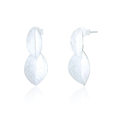 Indie Silver Leaf Drop Earrings 