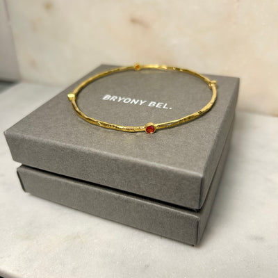 Laila Hammered Stone Bangle - Carnelian