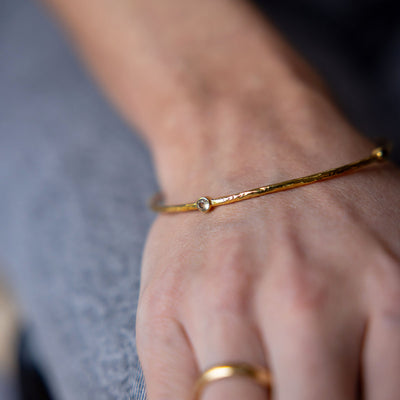 Laila Gold Hammered Citrine Bangle