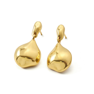 Leandra Gold Droplet Link Drop Earrings