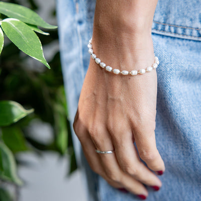 Leonie Silver Pearl Beaded Bracelet 