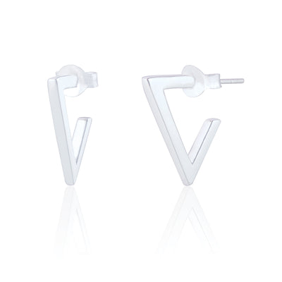 Liv Small Silver Triangle Earrings