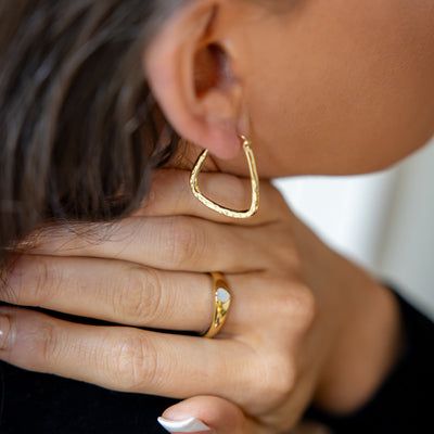 Lucile Gold Hammered Hoop Earrings