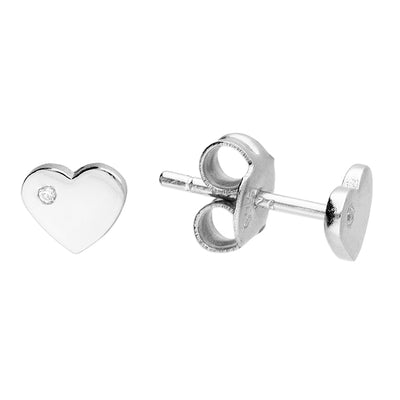 Maisie Silver Crystal Heart Studs