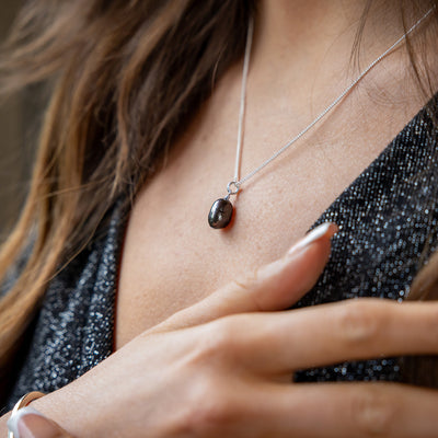 Maja Black Pearl Silver Drop Necklace