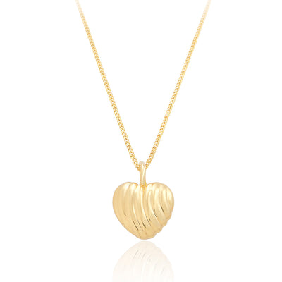 Myla Ribbed Gold Heart Necklace