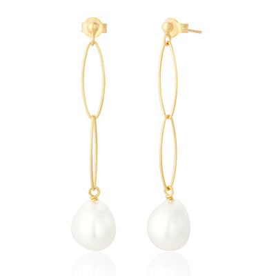 Niamh Pearl Drop Gold Earrings