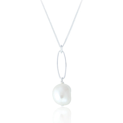 Niamh Pearl Drop Silver Necklace