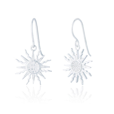 Nieve Crystal Sunburst Drop Earrings - Silver