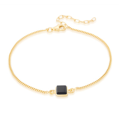 Ophelia Square Black Onyx Gold Bracelet