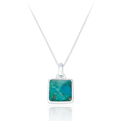 Ophelia Silver Square Turquoise Necklace