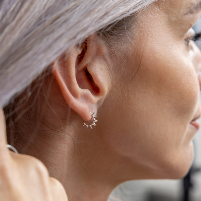 Robyn Silver Spike Hoop Earrings