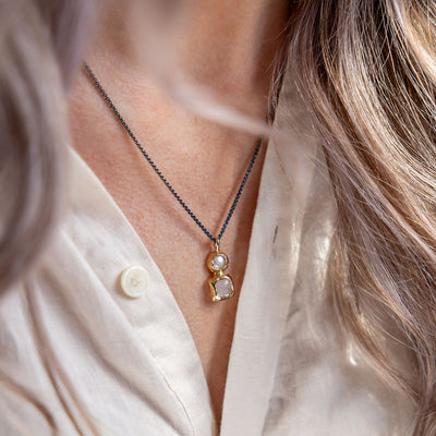Sabine Pearl + Moonstone Statement Necklace