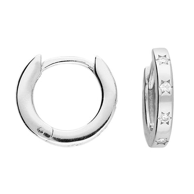 Siena Silver Crystal Star Huggies