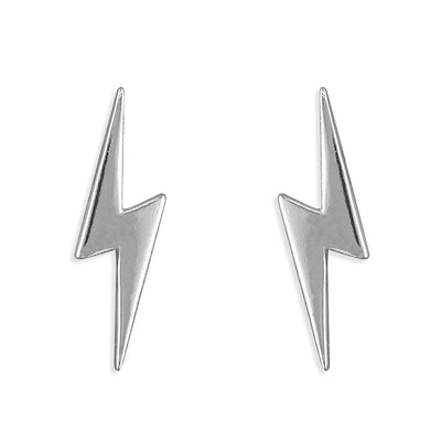 Zadie Silver Lightning Bolt Studs 