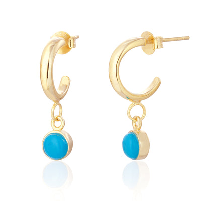 Alcazar Gold Turquoise Hoop Earrings
