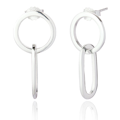 Annabel Large Drop Hoop Earrings - Silver