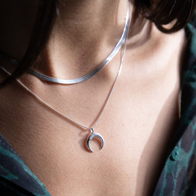 Dixi Silver Large Horn Necklace